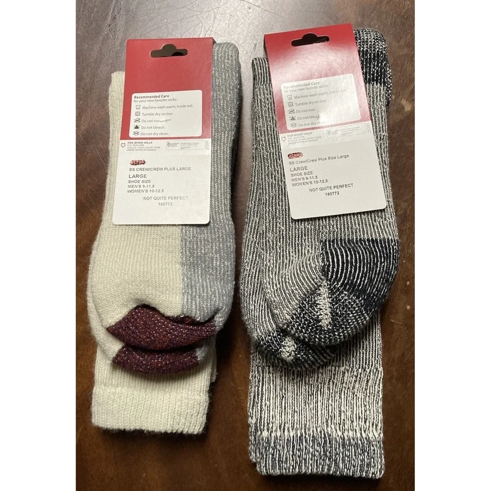 Lot Of 2 Pairs Unisex Size L Fox River Mills Thick Warm Socks Not Quite Perfect
